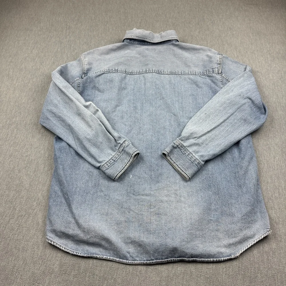 Vintage Levis Shirt Men 2XL XXL Blue Denim Metal Button Up Cotton  Western Rodeo